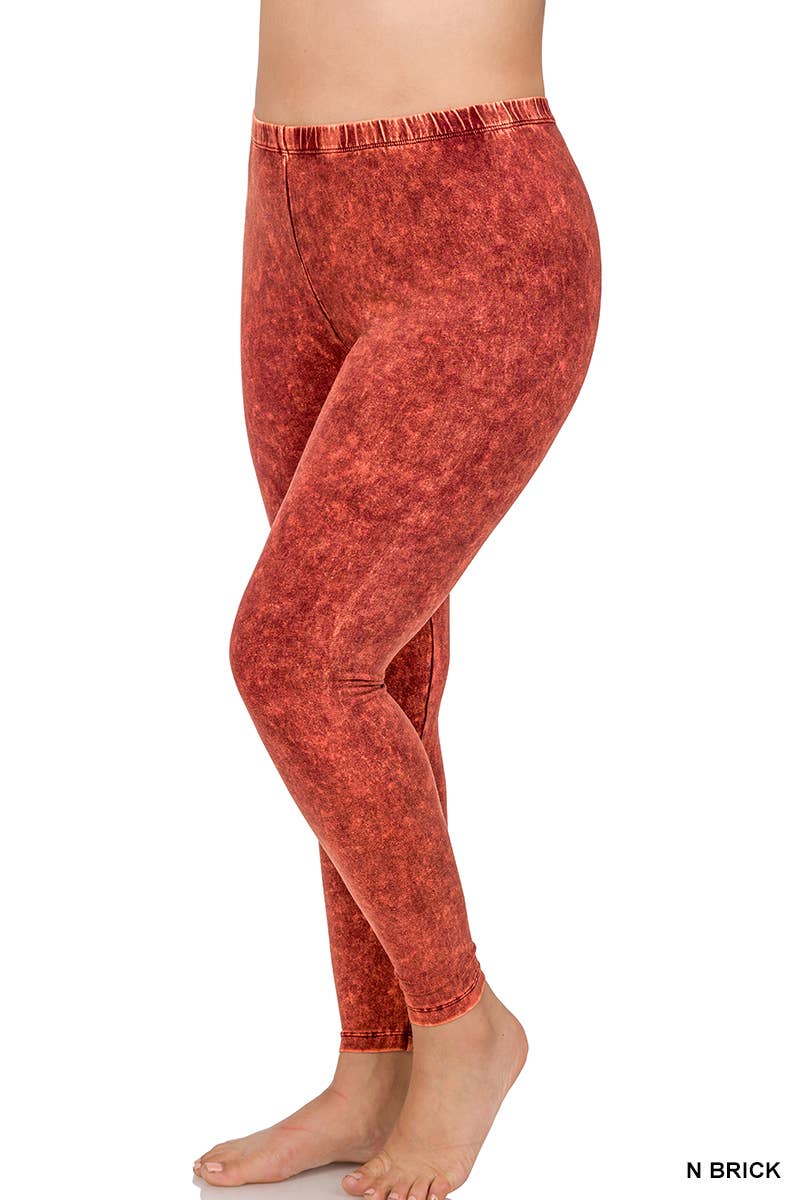 Plus Mineral Wash Cotton Leggings: CHARCOAL