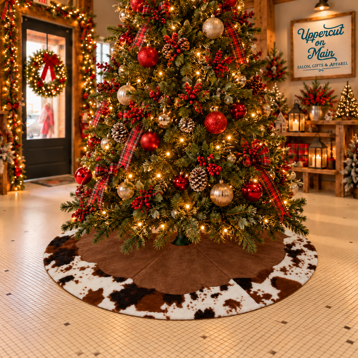CORDUROY COW PRINT Tree Skirt