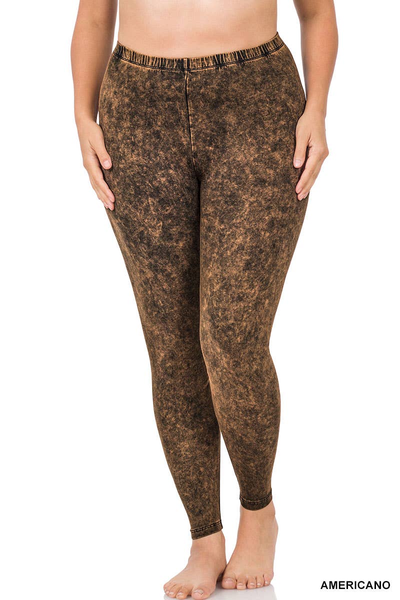 Plus Mineral Wash Cotton Leggings: CHARCOAL