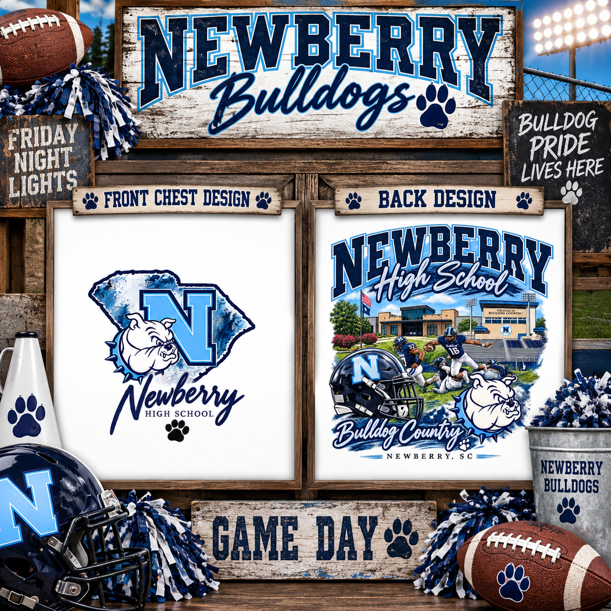 NEWBERRY BULLDOGS FOOTBALL Custom Graphic Shirt