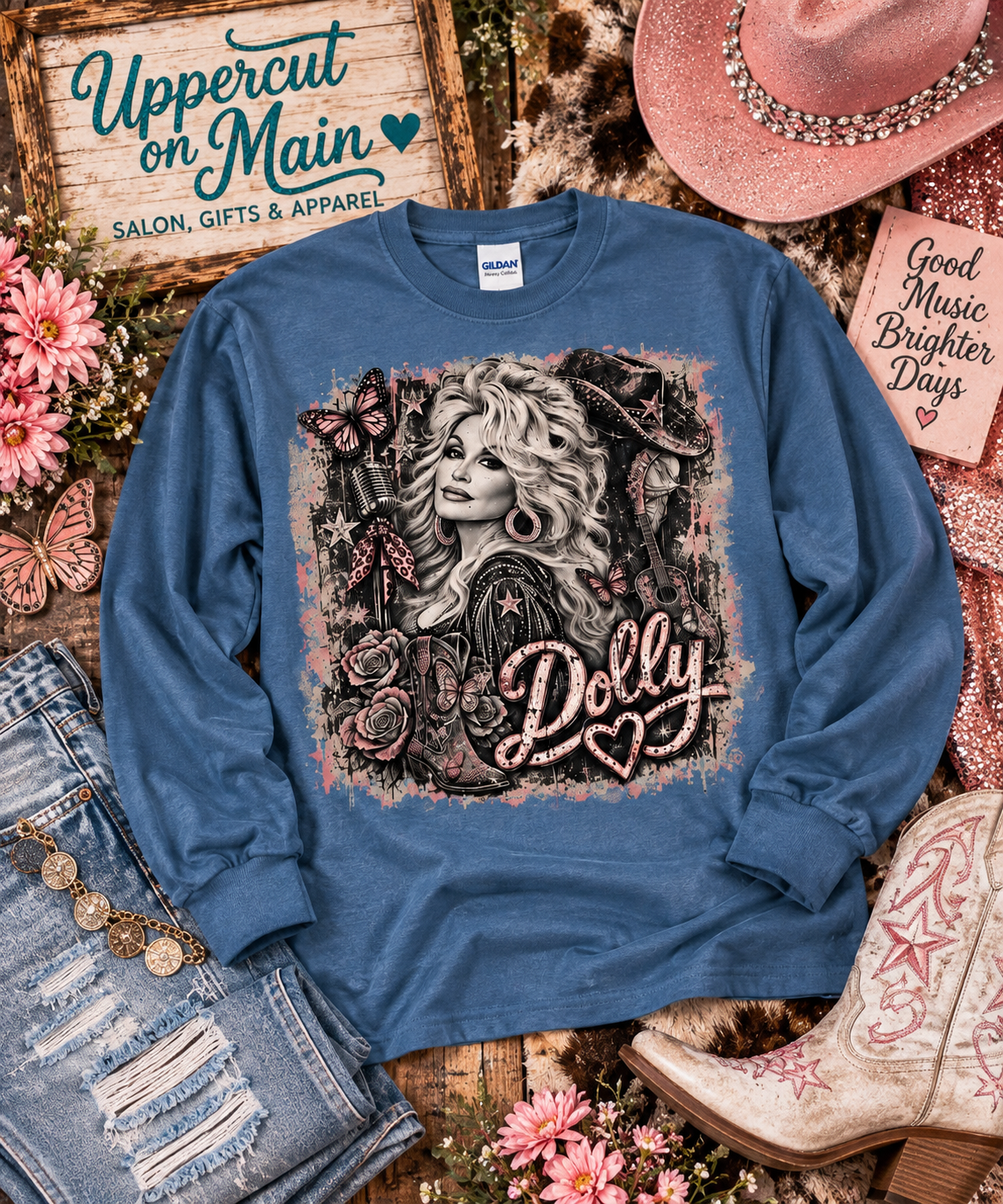Dolly DISTRESSED WESTERN GLAM Custom Shirt