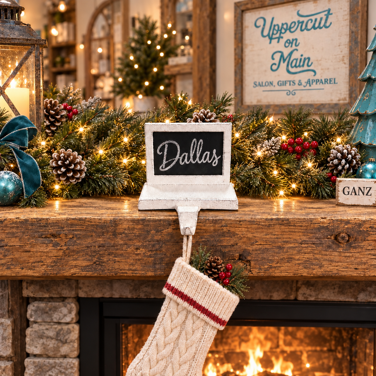 Cast Iron/chalk Stocking holder