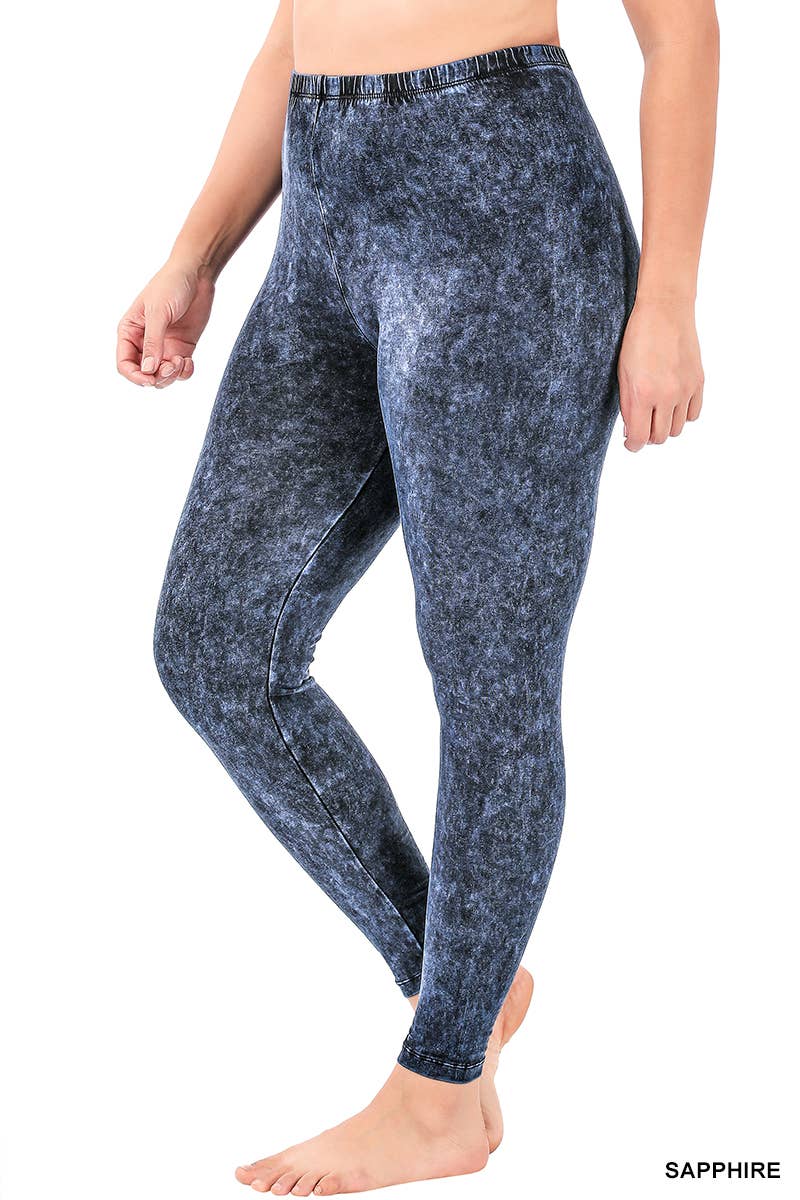 Plus Mineral Wash Cotton Leggings: CHARCOAL
