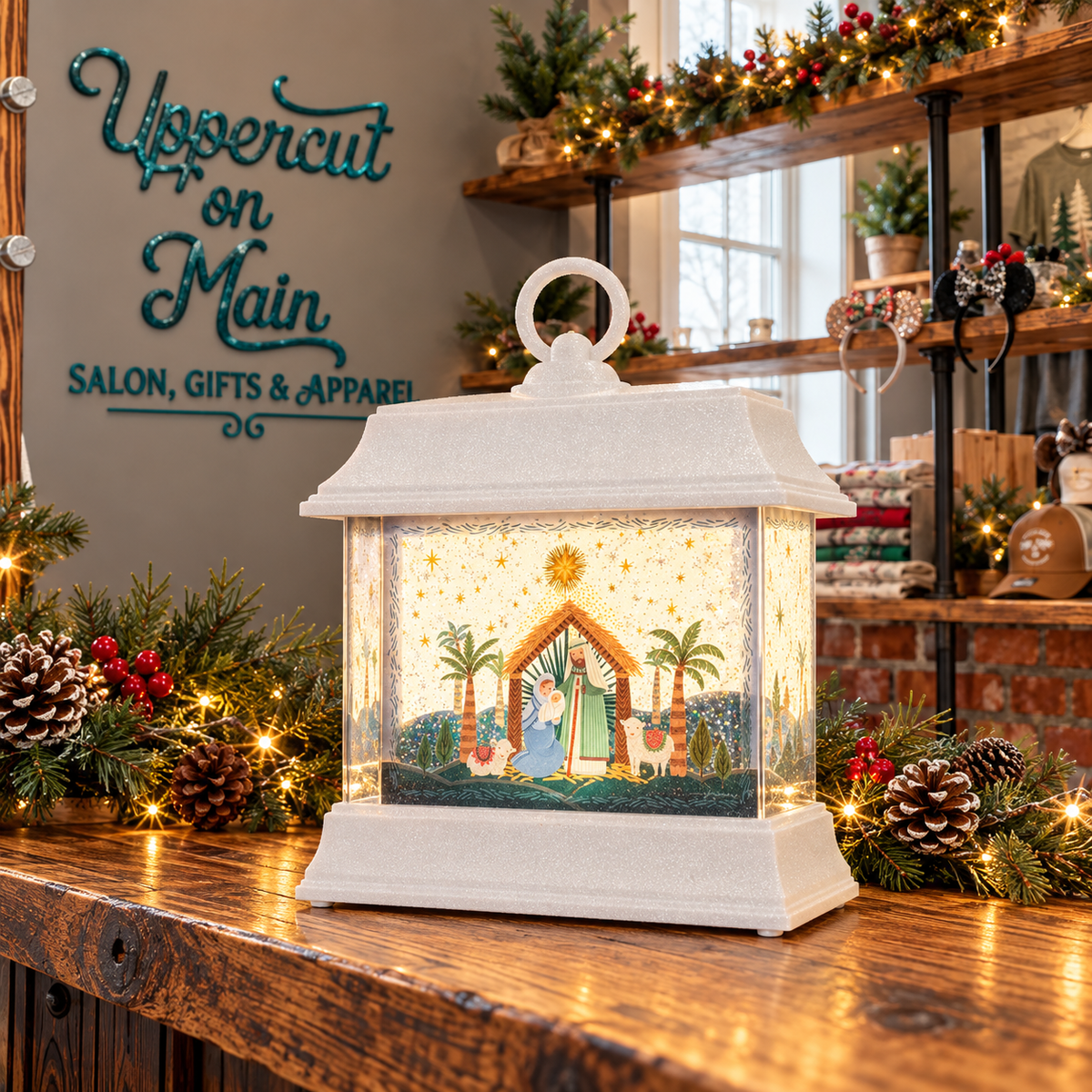 Christmas Shimmer lantern w/Nativity