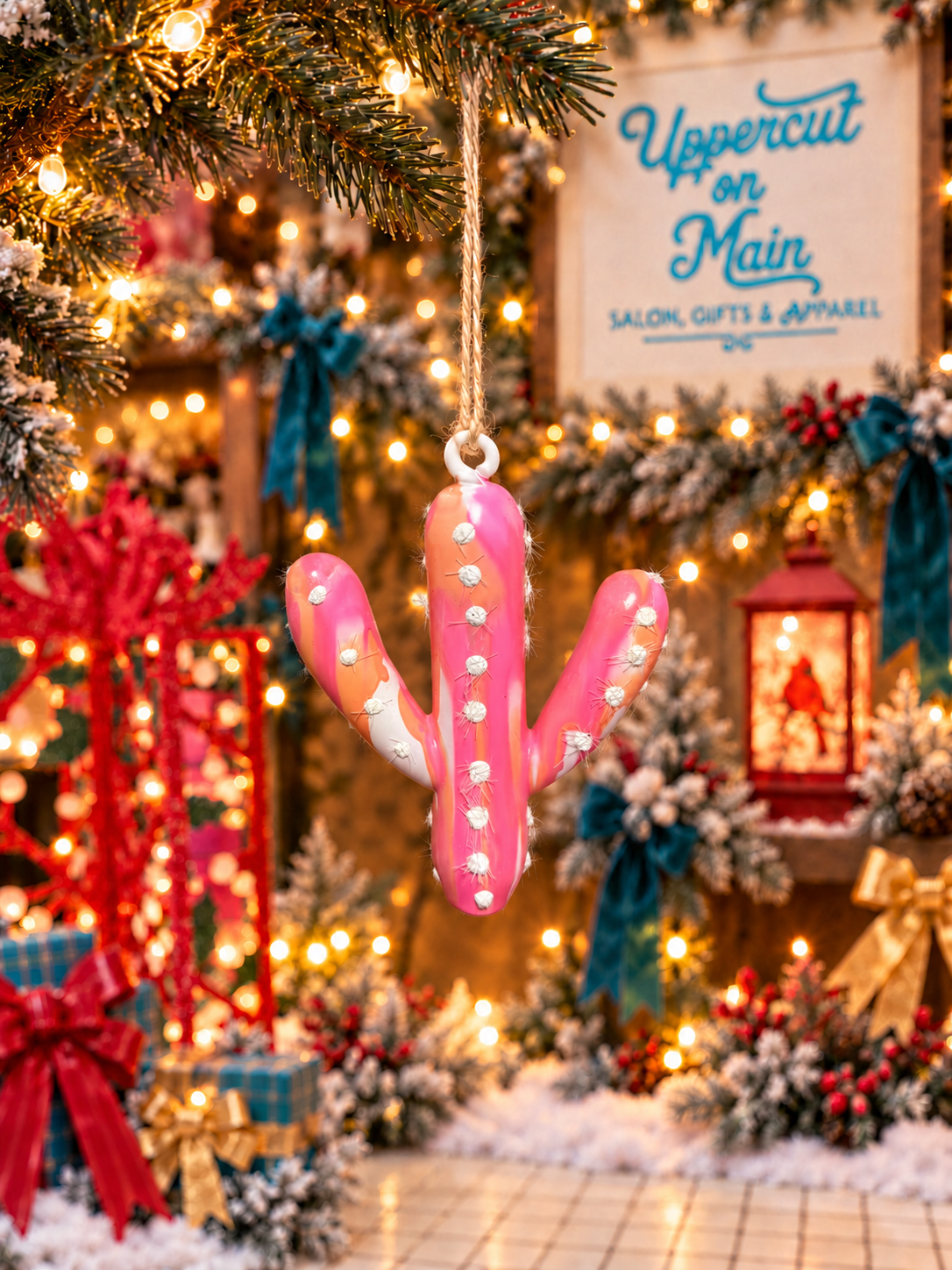 Glitterville MARBLE CACTUS Ornament