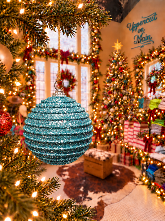 4in Glitter Layers Ball in box-Aqua