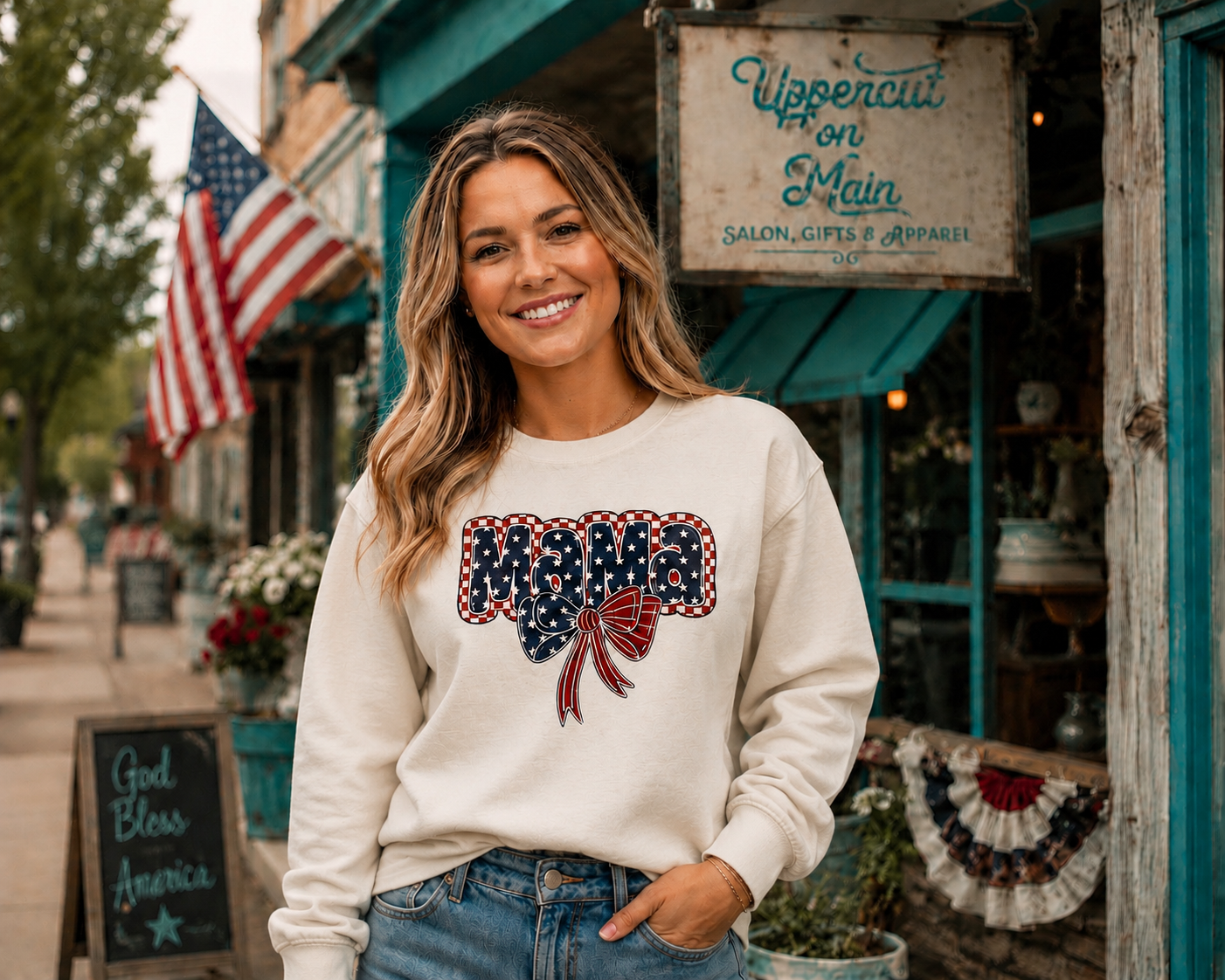 PATRIOTIC MAMA With BOW Custom Shirt