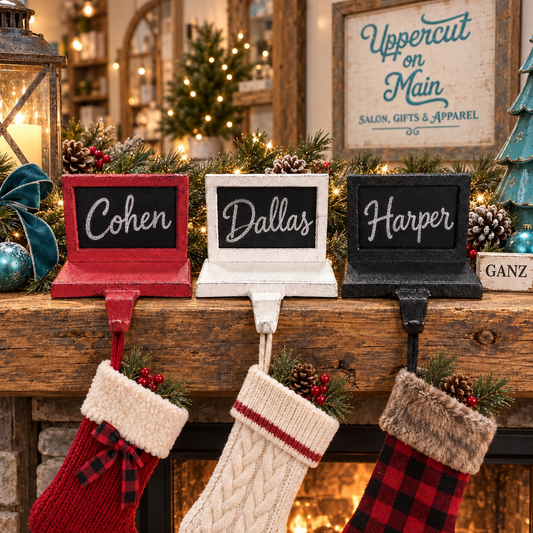 Cast Iron/chalk Stocking holder