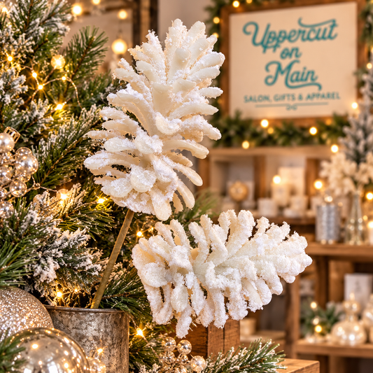 White Pinecone Sprig
