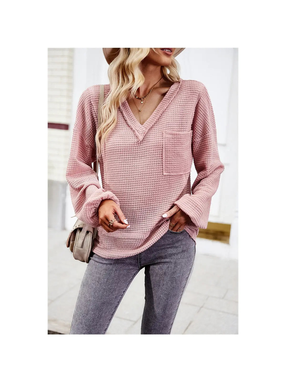Knit V-Neck Loose Fit Top