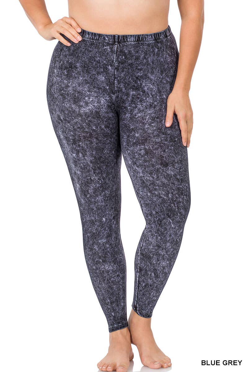 Plus Mineral Wash Cotton Leggings: CHARCOAL