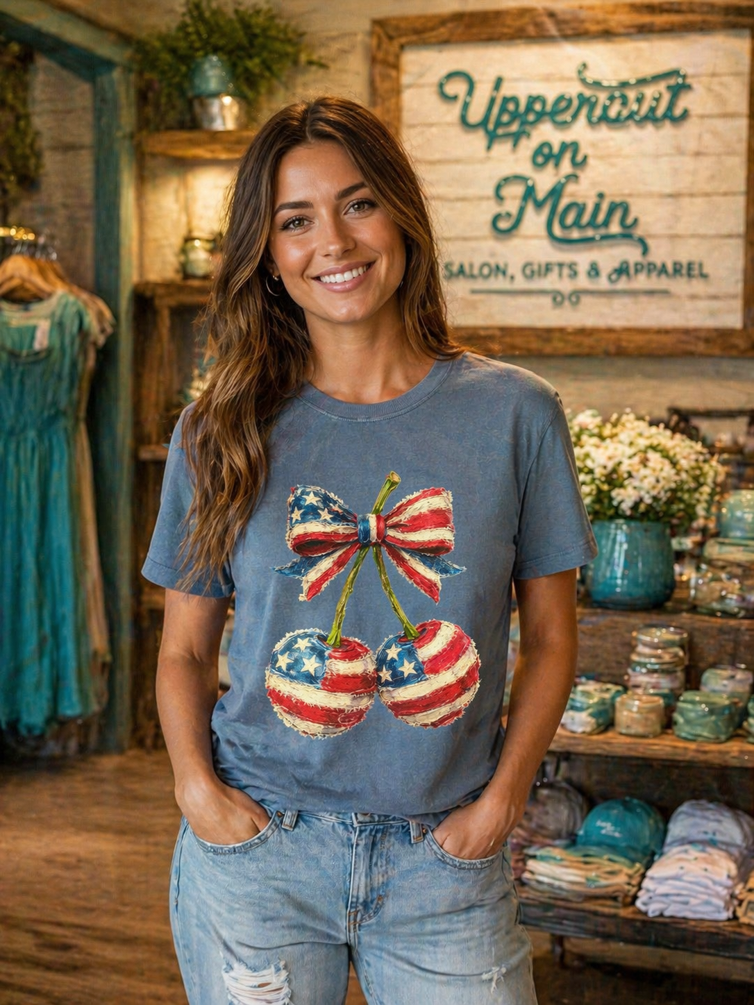 Patriotic Cherries Custom Graphic Tee