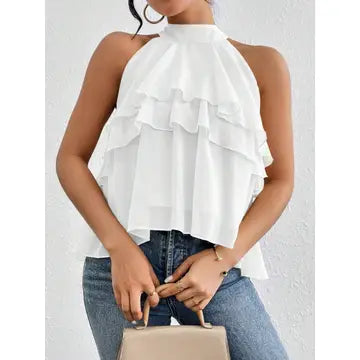 White Ruffle Top