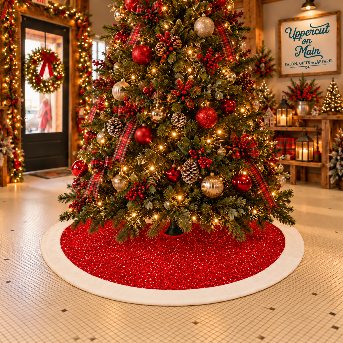 RED GLITTER Tree Skirt
