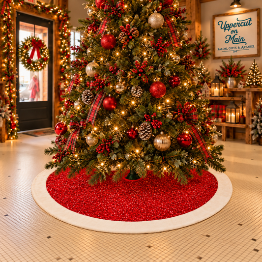 RED GLITTER Tree Skirt