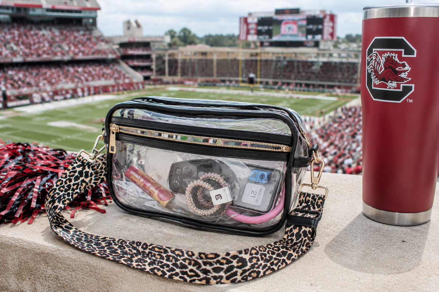 Kendall LEOPARD/CLEAR STADIUM CROSSBODY