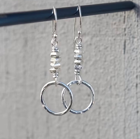 Silver Circle Dangle Earrings