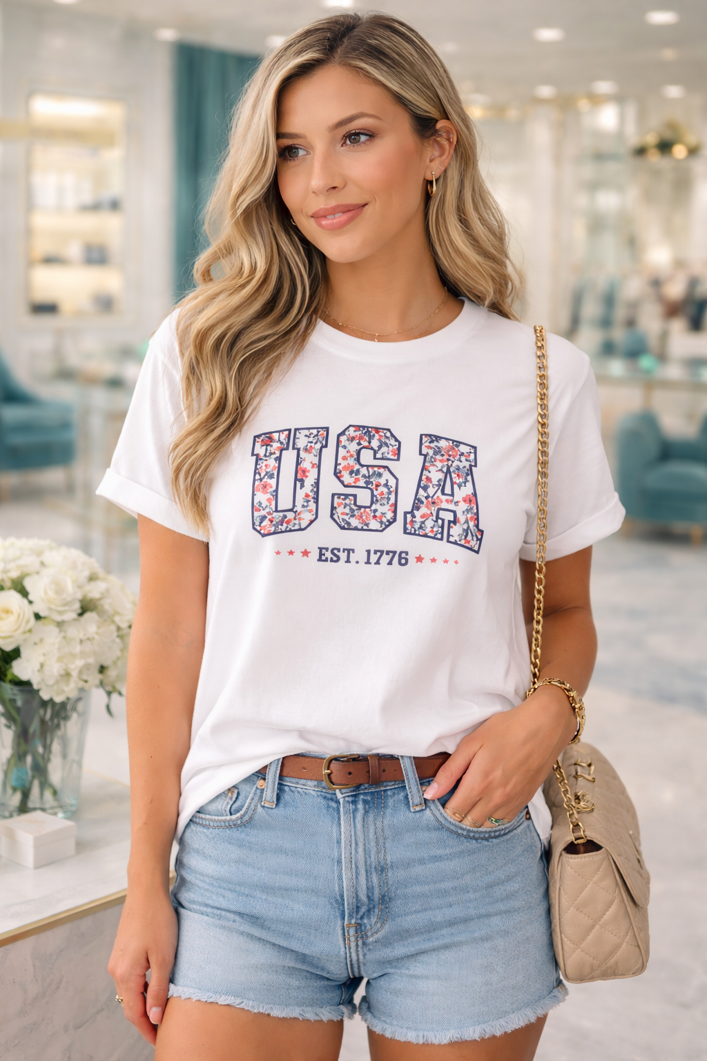 FLORAL USA Custom Graphic Shirt