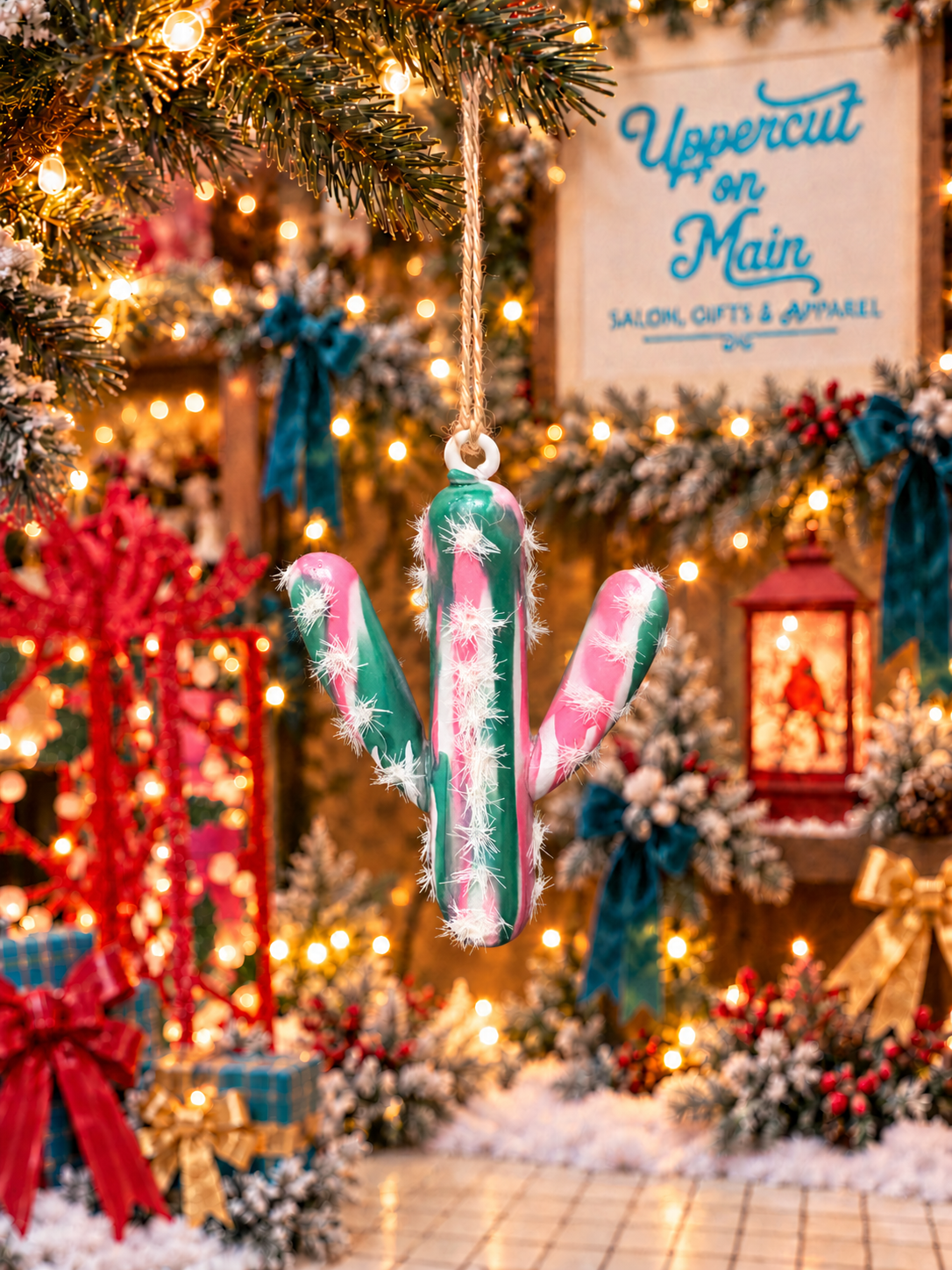 Glitterville MARBLE CACTUS Ornament
