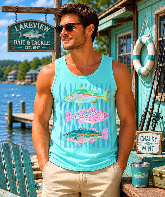 STRIPED TRIPLE FISH  Custom Graphic Shirt