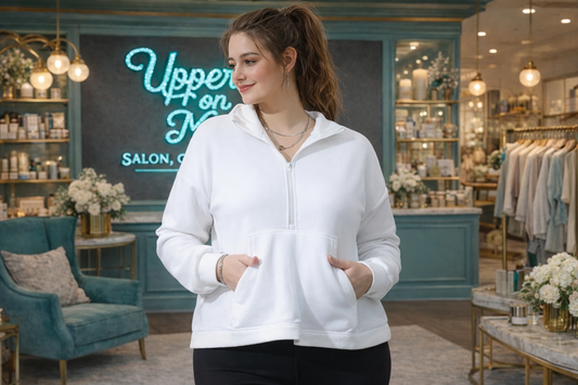 White Anorak Fleece Pullover