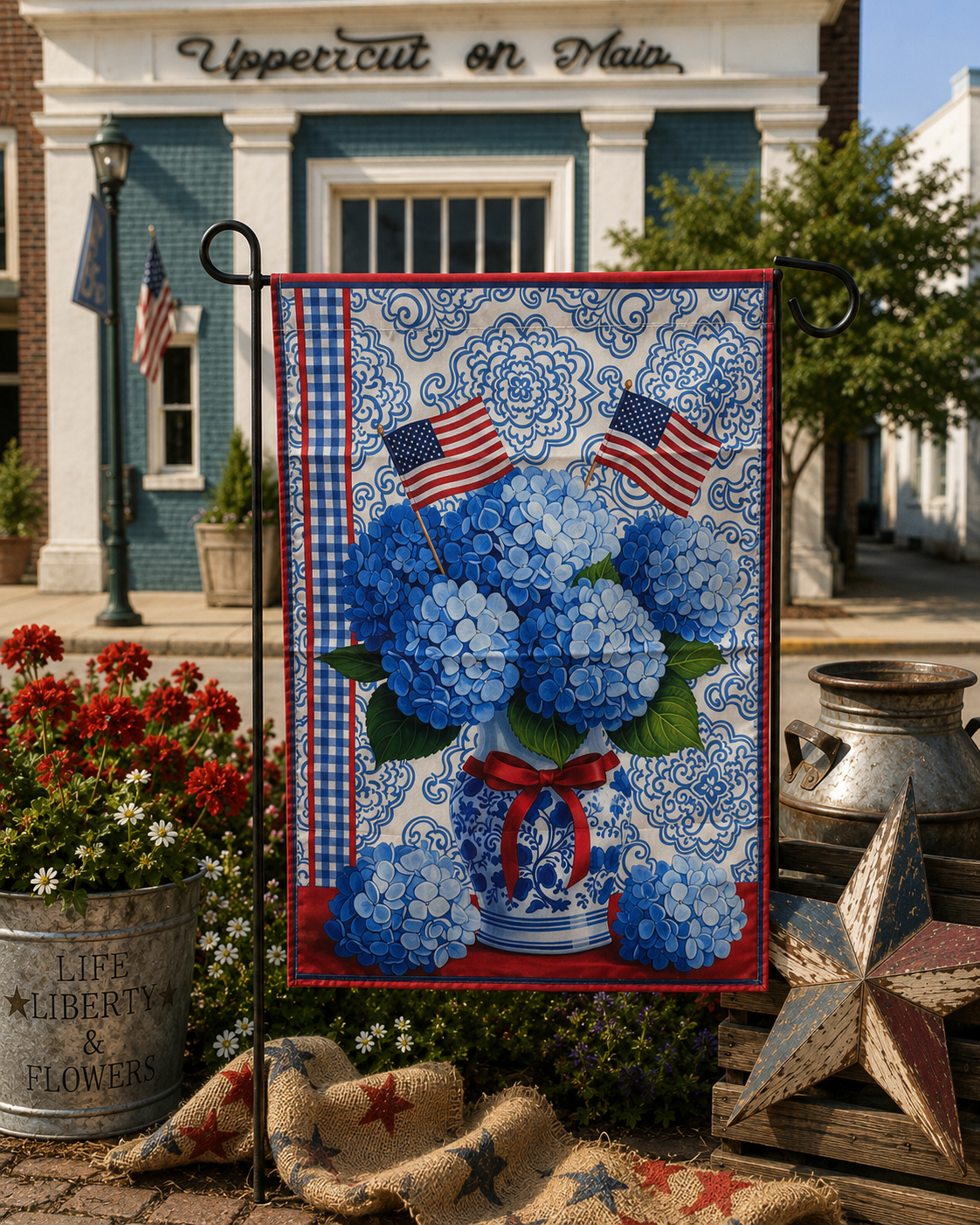 HYDRANGEA USA Garden Flag