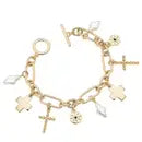 Canvas Style Gold Multi Cross Charm Bracelet
