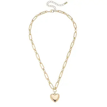 Canvas Style Gold Hannah Puffed Heart Necklace