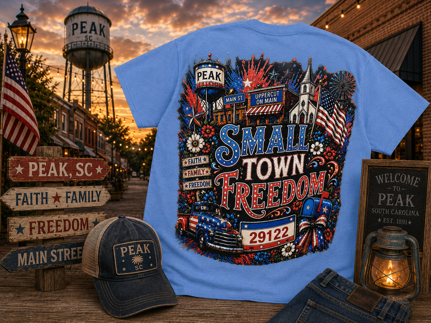 SMALL TOWN FREEDOM Custom Graphic Shirt