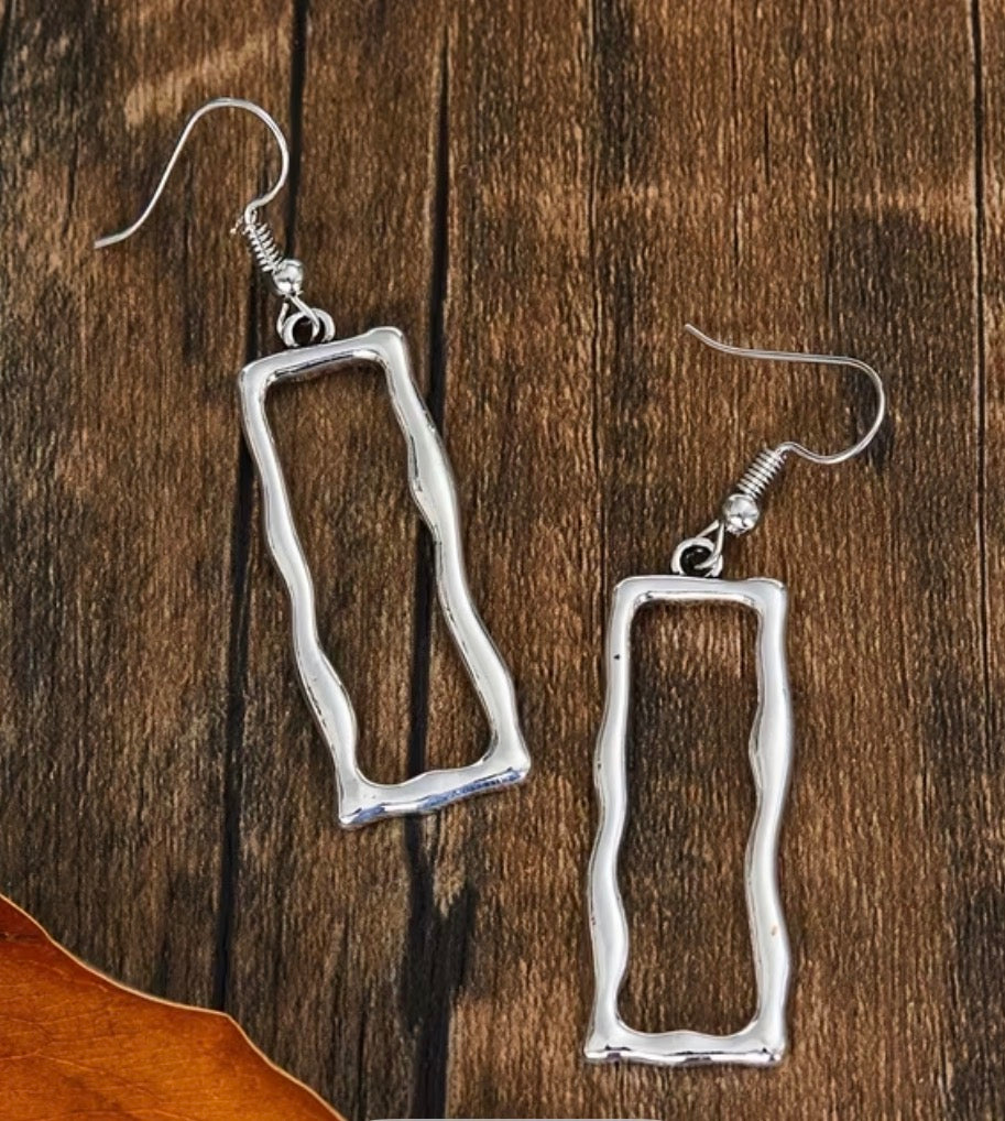 Silver Rectangle Earrings