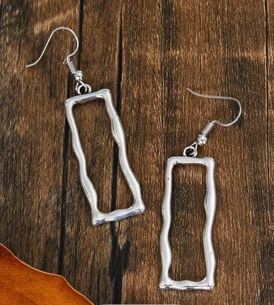 Silver Rectangle Earrings