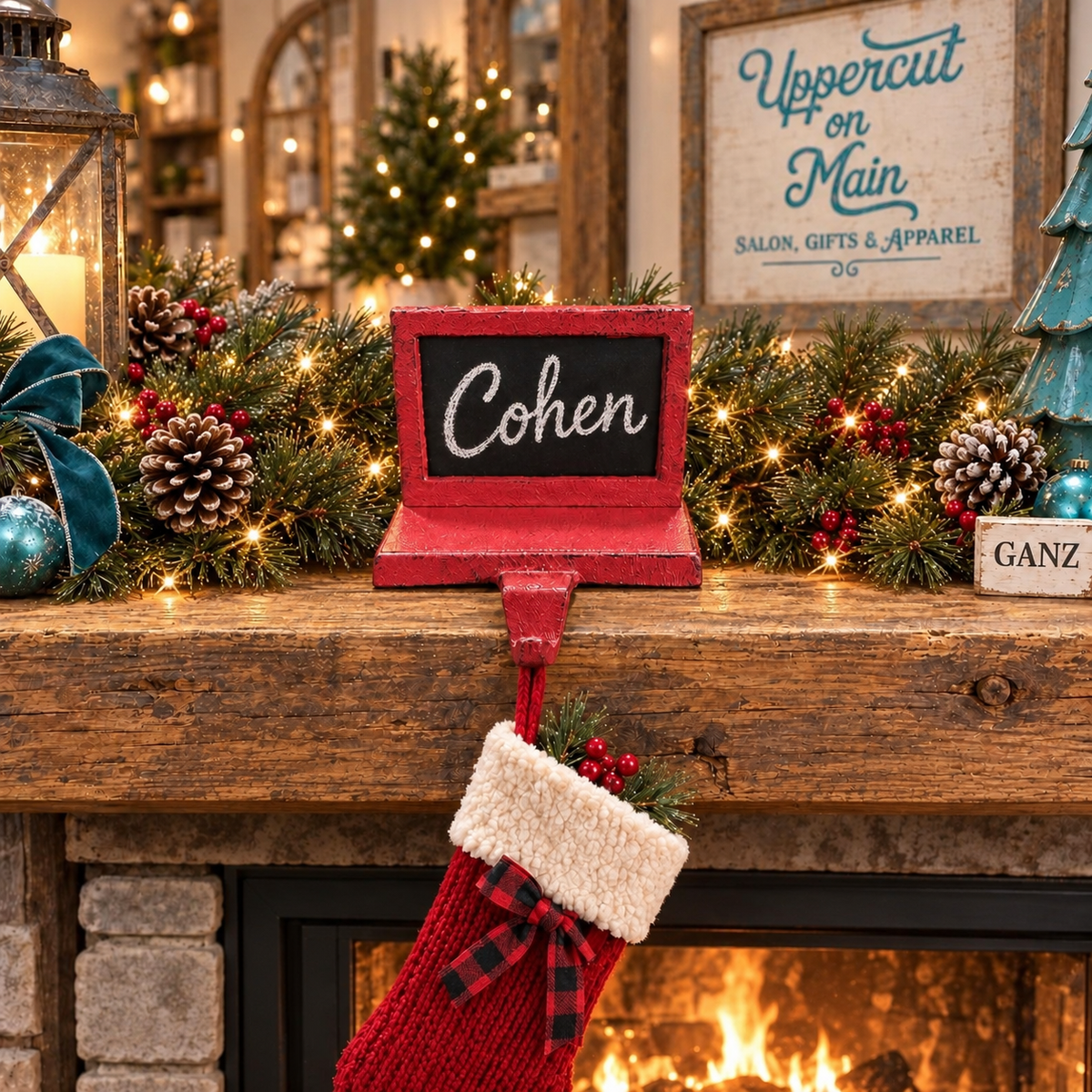 Cast Iron/chalk Stocking holder
