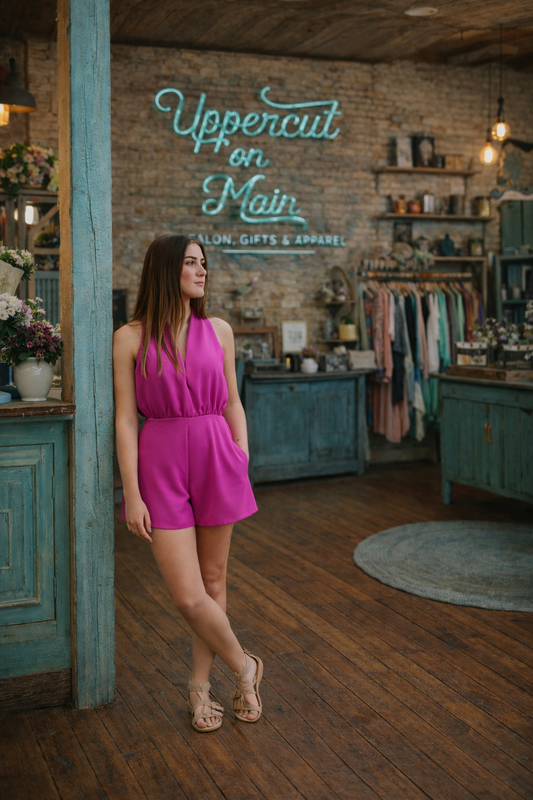 GLAM Magenta Halter Romper