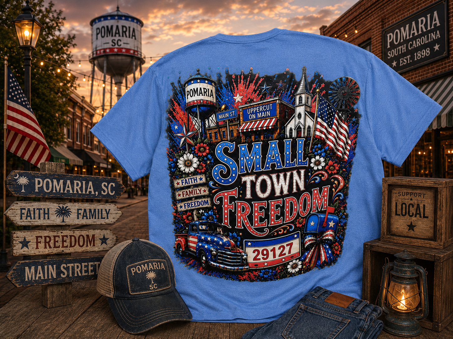 SMALL TOWN FREEDOM Custom Graphic Shirt