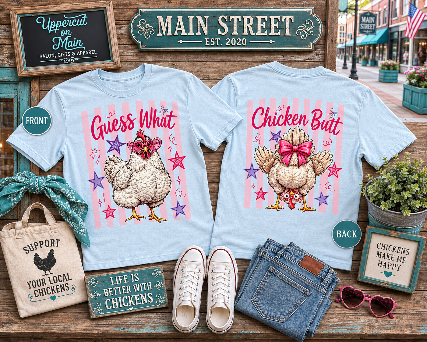 GUESS WHAT,CHICKEN BUTT Custom Shirt