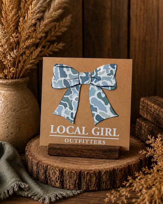 Custom Sticker ( LOCAL GIRL BLUE CAMO BOW )
