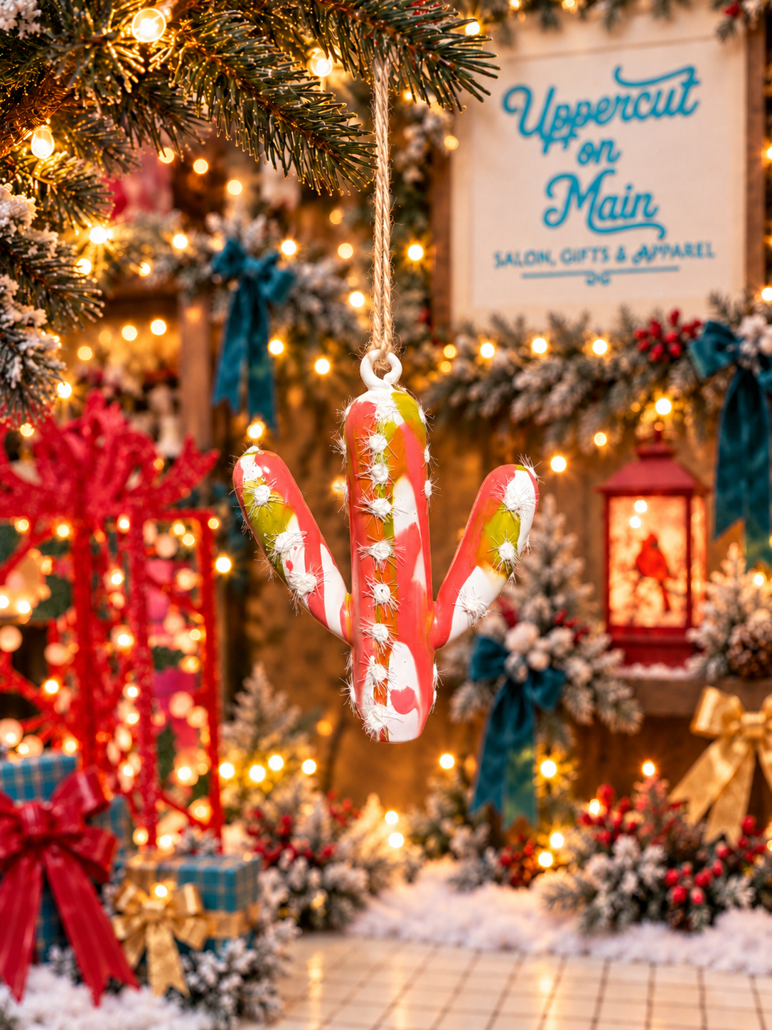 Glitterville MARBLE CACTUS Ornament