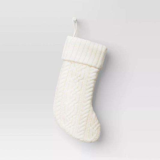 Cable Knit Christmas Stocking (Cream)