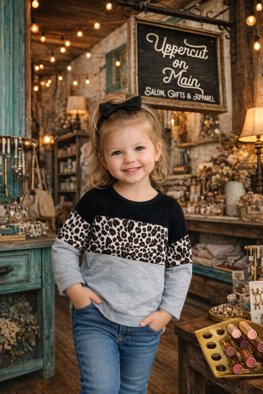 HONEYDEW Grey/Leopard Top
