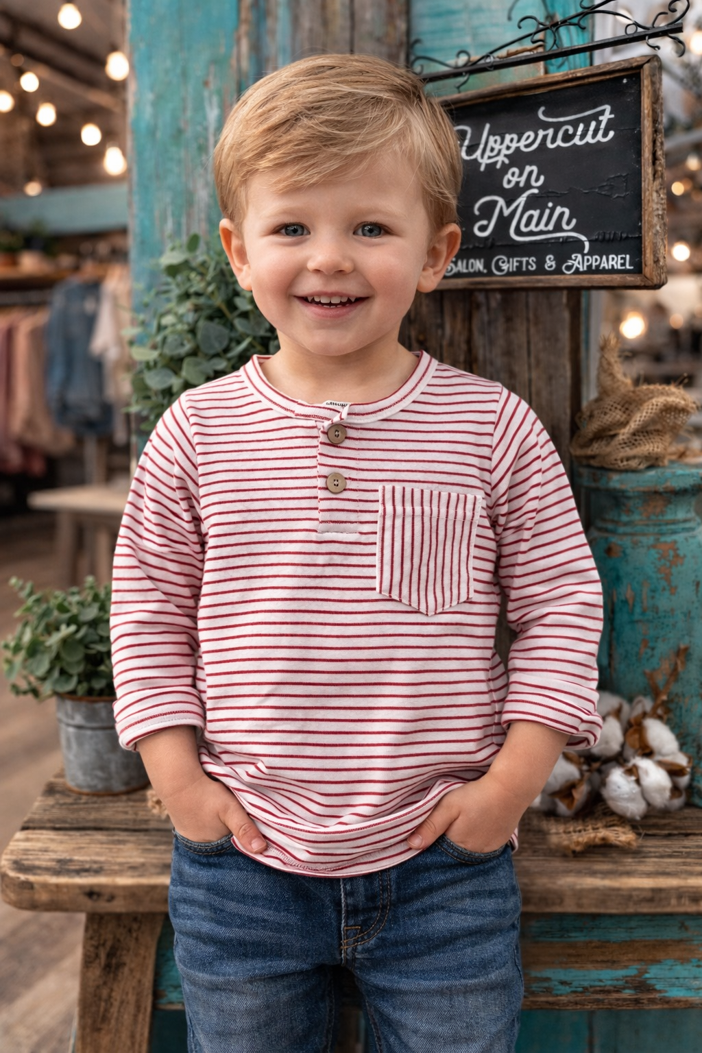 HONEYDEW Red & White Stripe Shirt