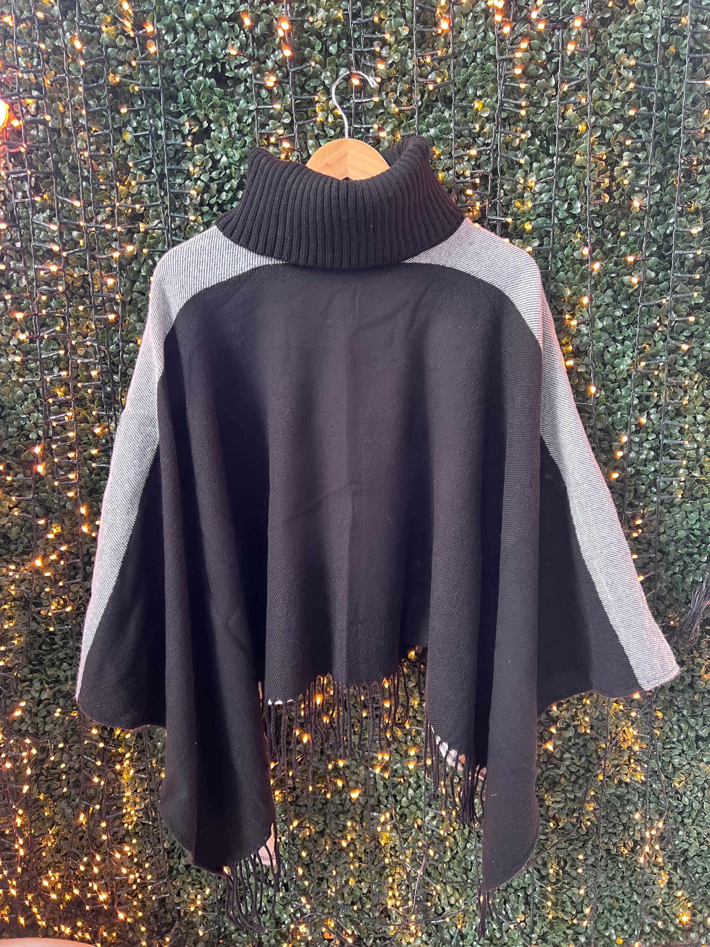 GANZ Two Toned Cowl Neck Poncho