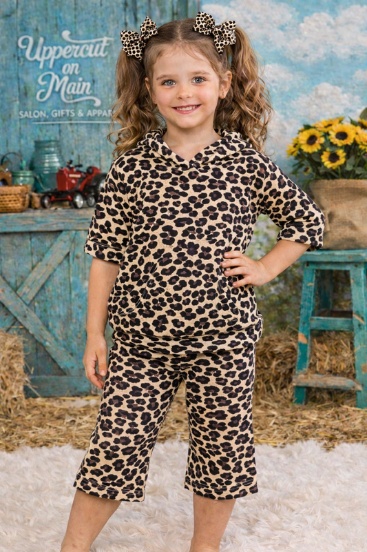 HONEYDEW Leopard Capri Hoodie Set