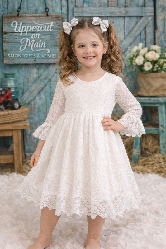 HONEYDEW White Lace Ruffle Dress