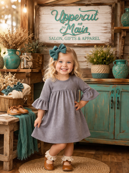 HONEYDEW Grey Ruffle Dress