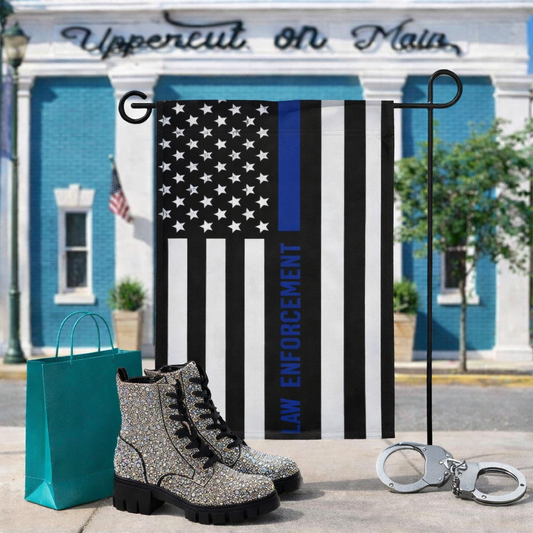 EVERGREEN Thin Blue Line Garden Flag