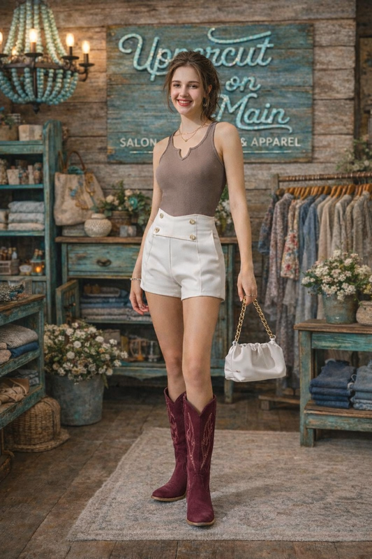 Notch Neck Ribbed Tank Top