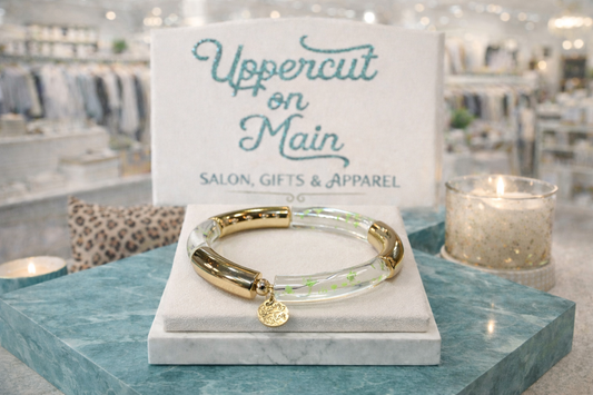SAVVY Clear/Green/Gold Tube Bracelet