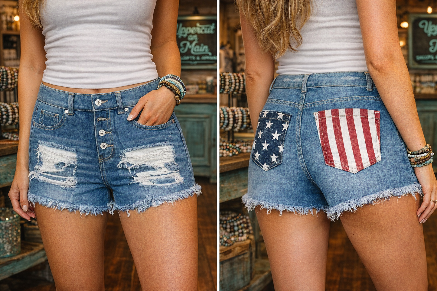 UCOM American Flag Jean Shorts