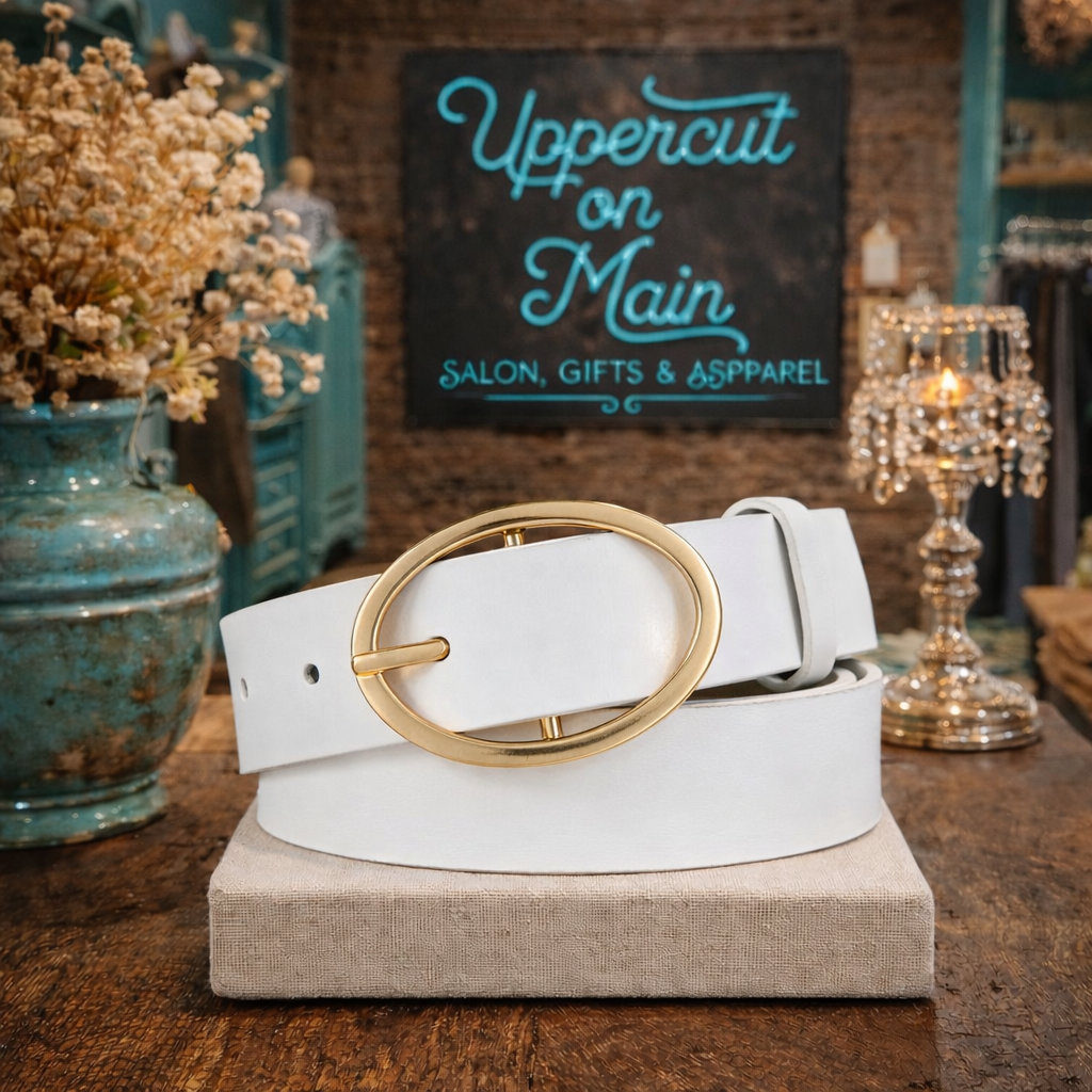 Leather Belt W/ Round Buckle