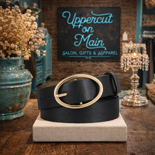 Leather Belt W/ Round Buckle
